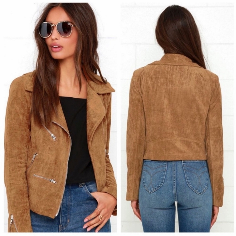 Lulus Vegan Suede Moto Jacket
